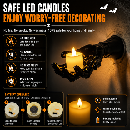 🔥 FLASH SALE 50% OFF – Ghost Hand LED Candle Holder Set – Spooky Gothic Halloween Decor
