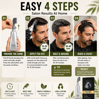 🔥 Limited Time Offer | Instant Gray Coverage Hair Dye Comb for Men & Women