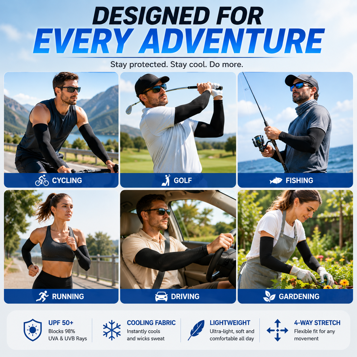 🔥 50% OFF | ☀️ UPF 50+ Cooling Sun Sleeves – Stay Cool & Protected Outdoors