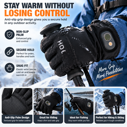 🔥 Rechargeable Heated Winter Gloves – Adjustable Warmth, Touchscreen & Outdoor Grip