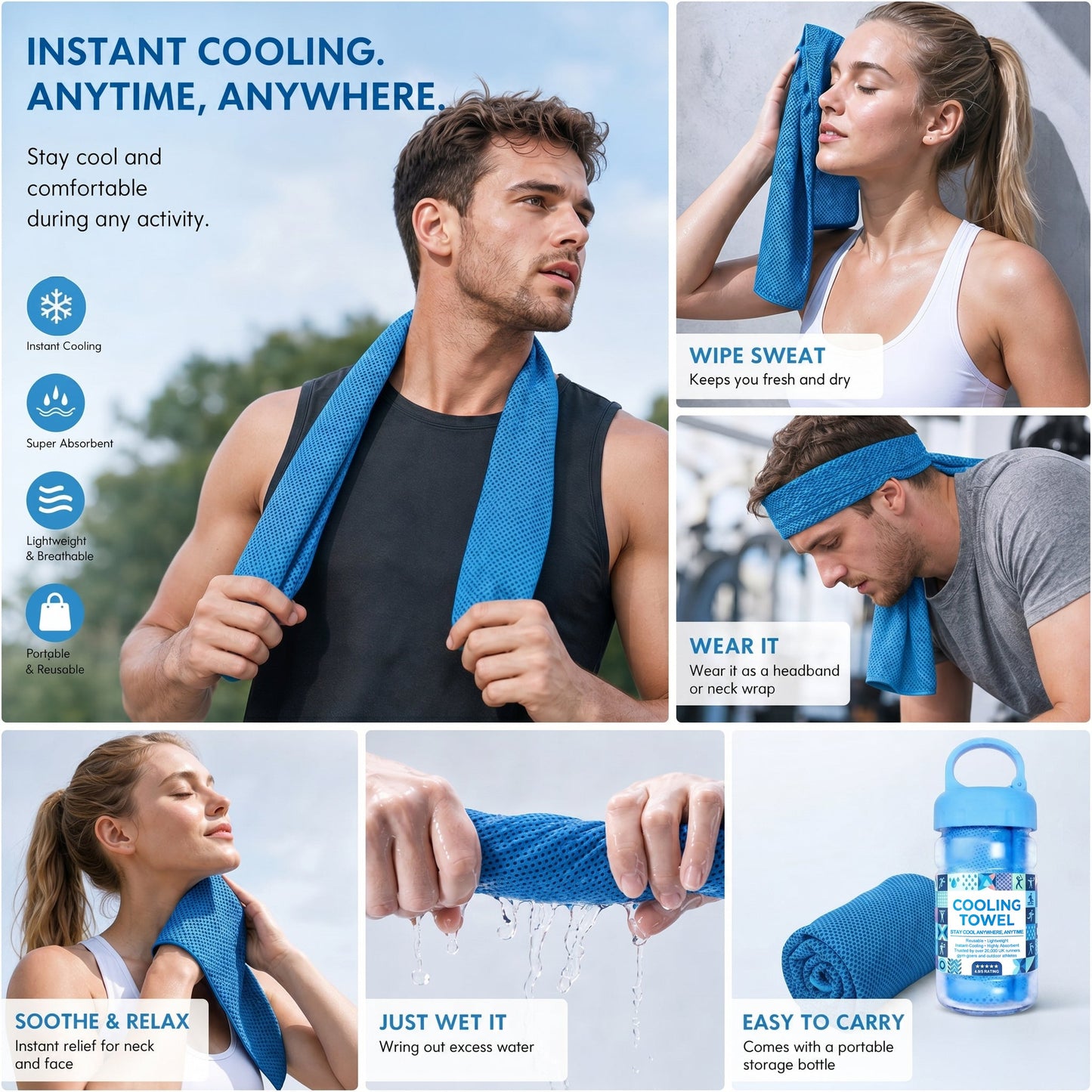 ✨⏰Last Day Buy 1 Get 1 Free❄💦Cold Sweat Towel You Can Use Anywhere, Anytime! Reusable Soft Absorbent Cooling Portable– US Ready!