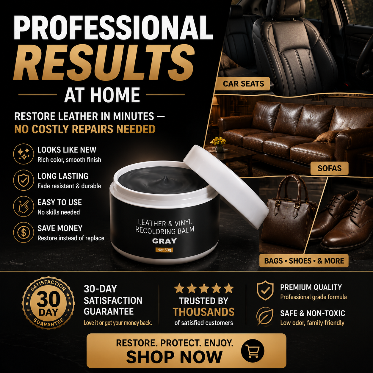 💥Leather & Vinyl Recoloring Balm Kit – Restore Faded Seats, Sofas & Shoes