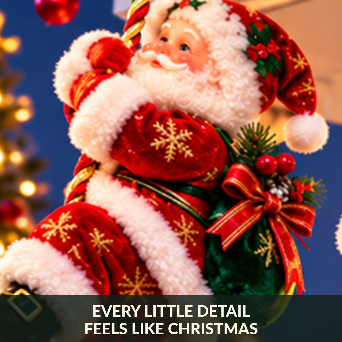 🎅🎄 Climbing Santa™ Christmas Rope Ornament – 4 Festive Colors | Adorable Santa with Gift Sack & Golden Jingle Bell | Holiday Porch & Home Decor ✨