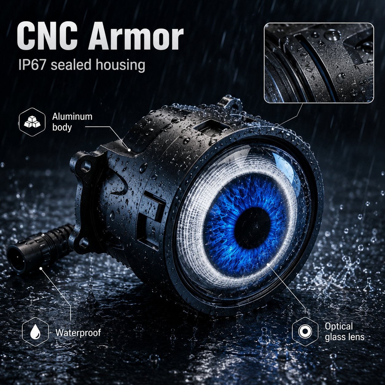 👁️Animated Demon Eye LED Projector Headlight Kit