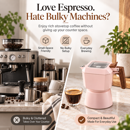 ☕ Compact Stovetop Coffee Maker – Watch Your Coffee Brew