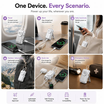🔋4-in-1 Folding Chargeable Portable Power Bank with Integrated Cable