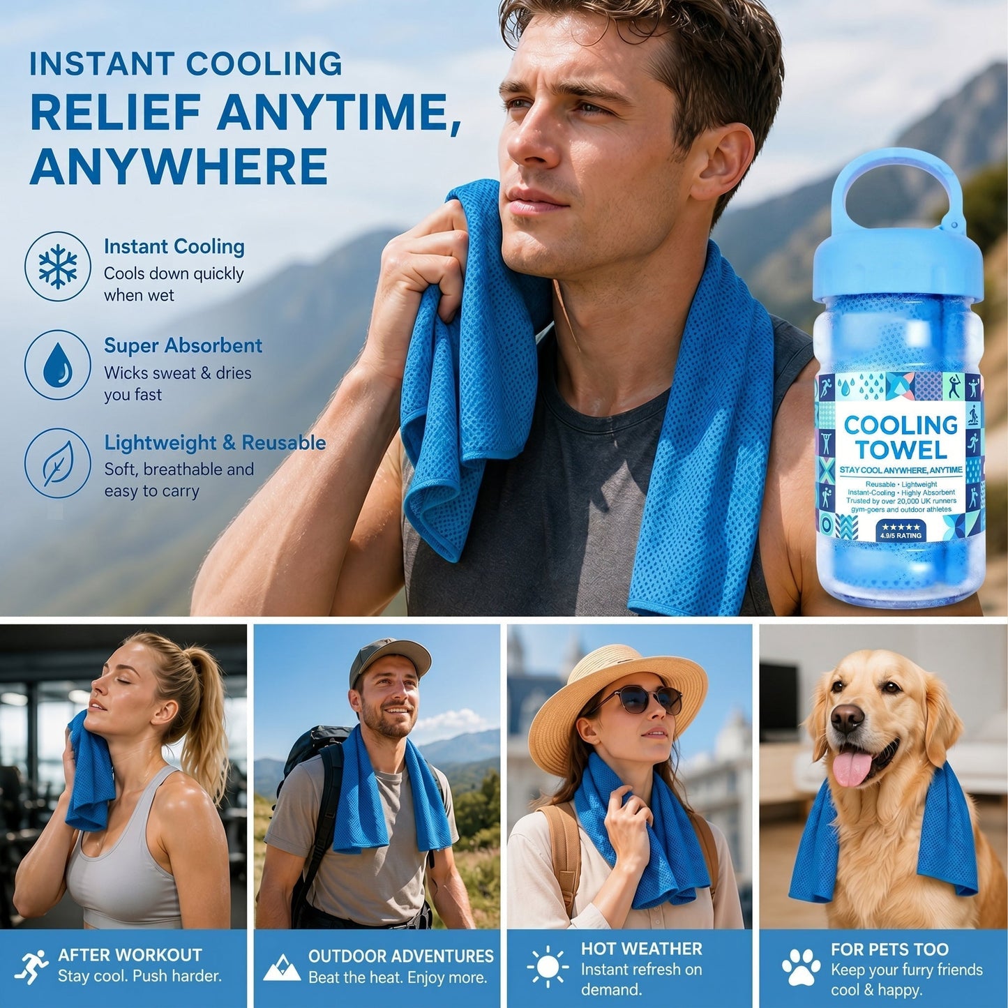 ✨⏰Last Day Buy 1 Get 1 Free❄💦Cold Sweat Towel You Can Use Anywhere, Anytime! Reusable Soft Absorbent Cooling Portable– US Ready!