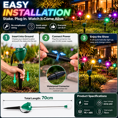 ✨ Swaying Firefly Garden Light – 7-Color Kinetic Outdoor Light for Lawn, Garden & Pathway Decor