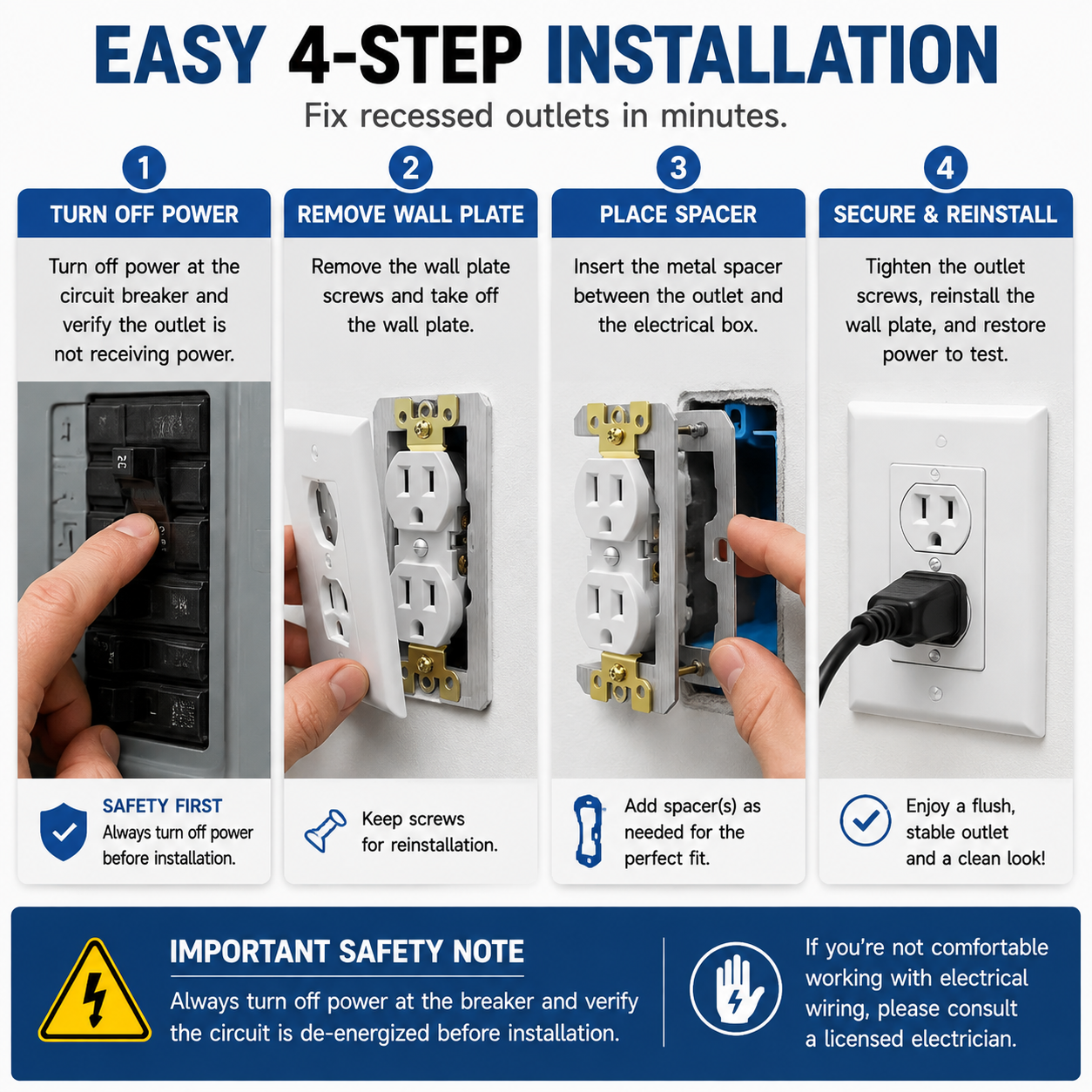 🔌 Outlet Leveling Spacers | Fix Loose & Recessed Outlets For A Flush Finish