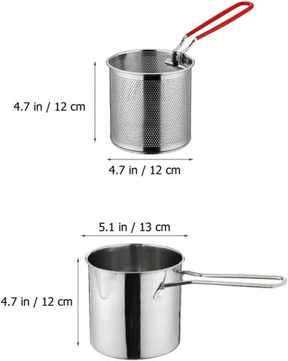 1 Set Stainless Steel Stock Fry Pot with Strainer Basket