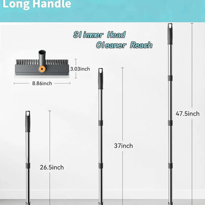3-in-1 Floor Scrub Brush with Long Handle – Heavy Duty Bathroom & Floor Cleaner