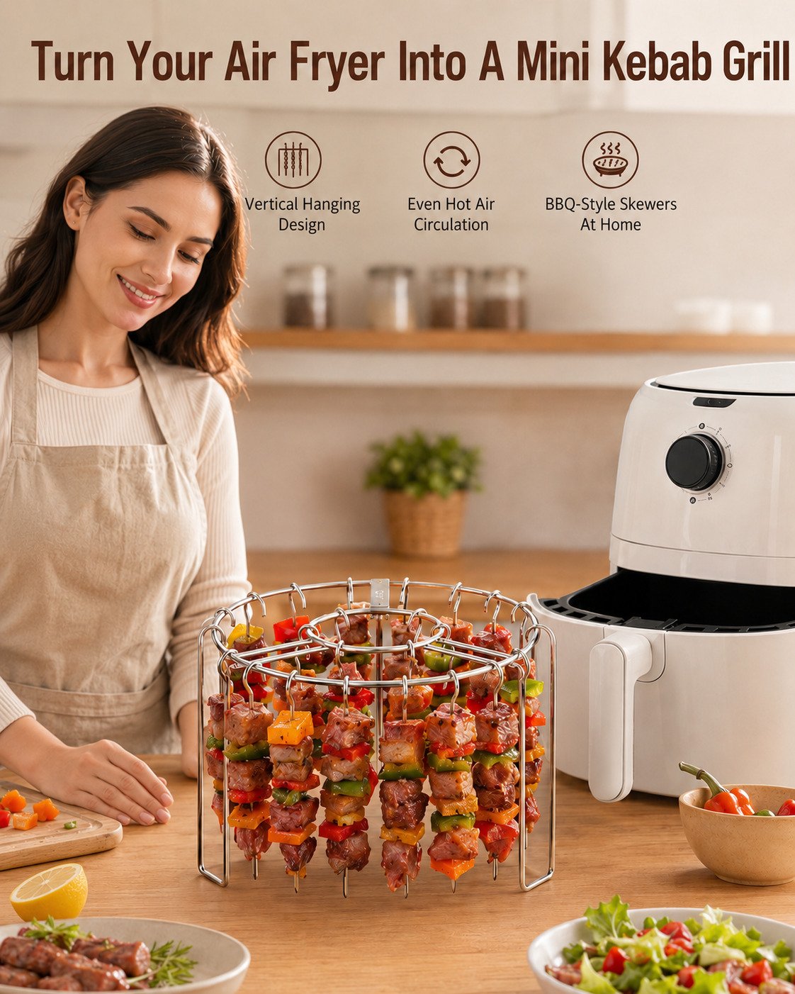 🔥50% OFF Today🔥Make Juicy BBQ-Style Skewers Right in Your Air Fryer