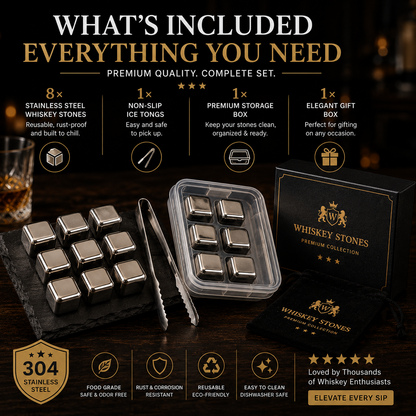 🔥 50% OFF TODAY | Stainless Steel Whiskey Stones – Chill Drinks Without Dilution 🥃