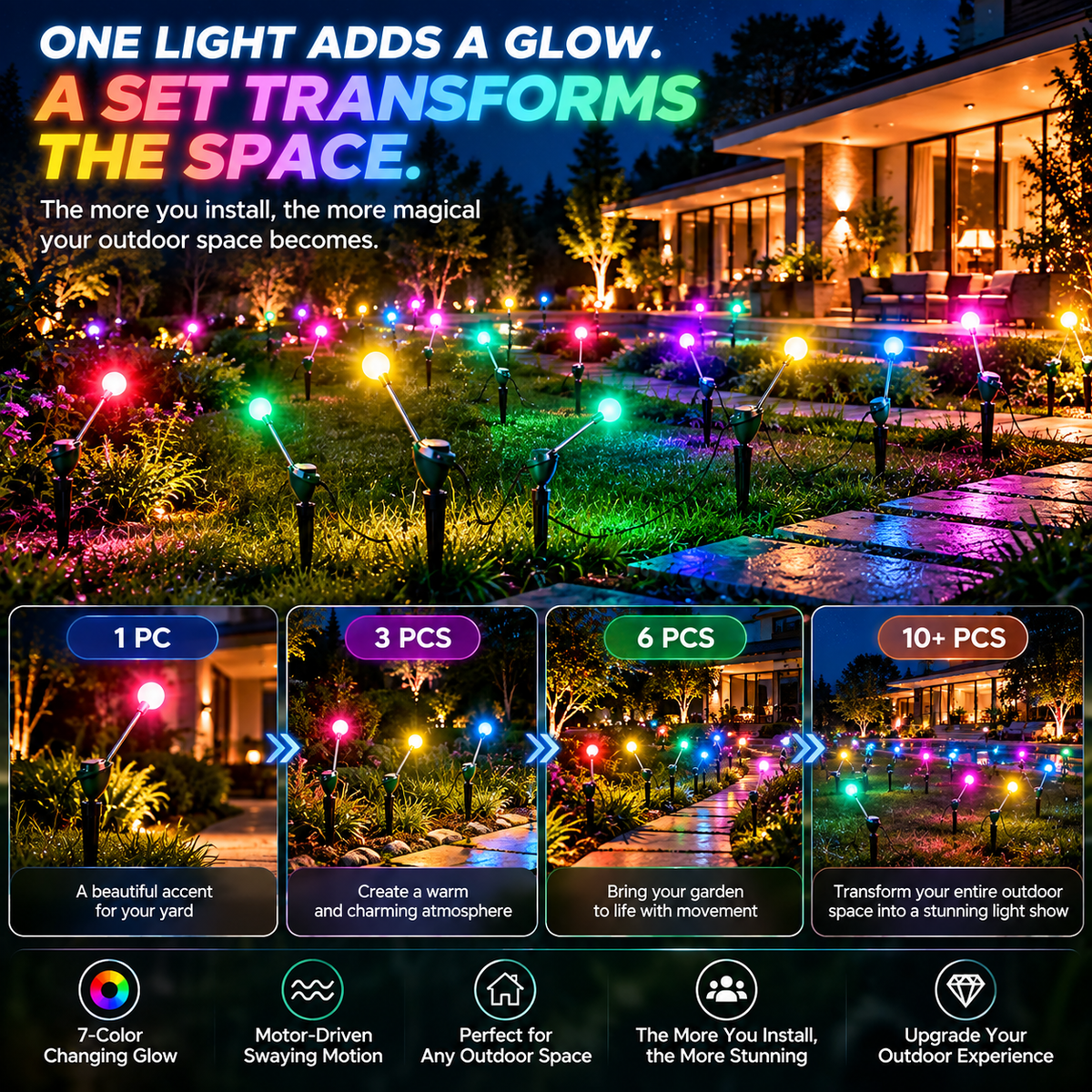 ✨ Swaying Firefly Garden Light – 7-Color Kinetic Outdoor Light for Lawn, Garden & Pathway Decor