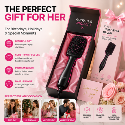 2-in-1 Hot Air Hair Styler Brush – Salon Blowout Volume & Frizz Control Tool