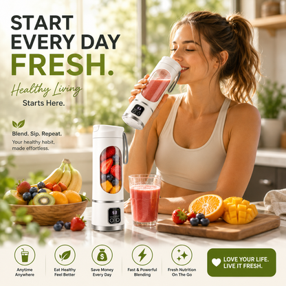 Portable USB Blender with LED Display - Perfect for Smoothies & Juices.