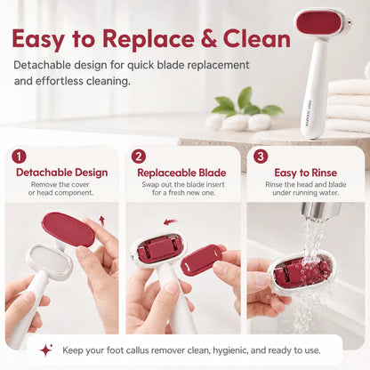 🦶Dual‑Sided Foot Callus Remover, Replaceable Stainless Steel Blade Foot Scraper