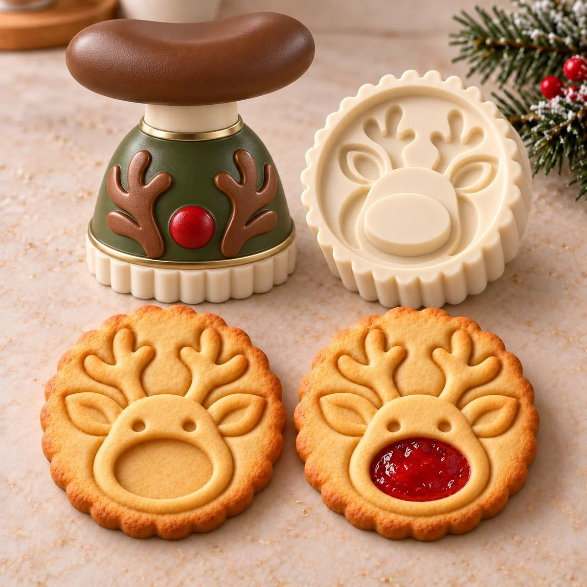 🎄🍪 Christmas Jam Cookie Press – Festive Character Cookie Stamps with Embossed Designs & Jam-Fill Centers | Holiday Baking Fun 🎅❤️