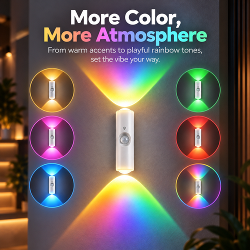 💡😍Rechargeable Motion Sensor Wall Light – Magnetic RGB Up & Down Night Light