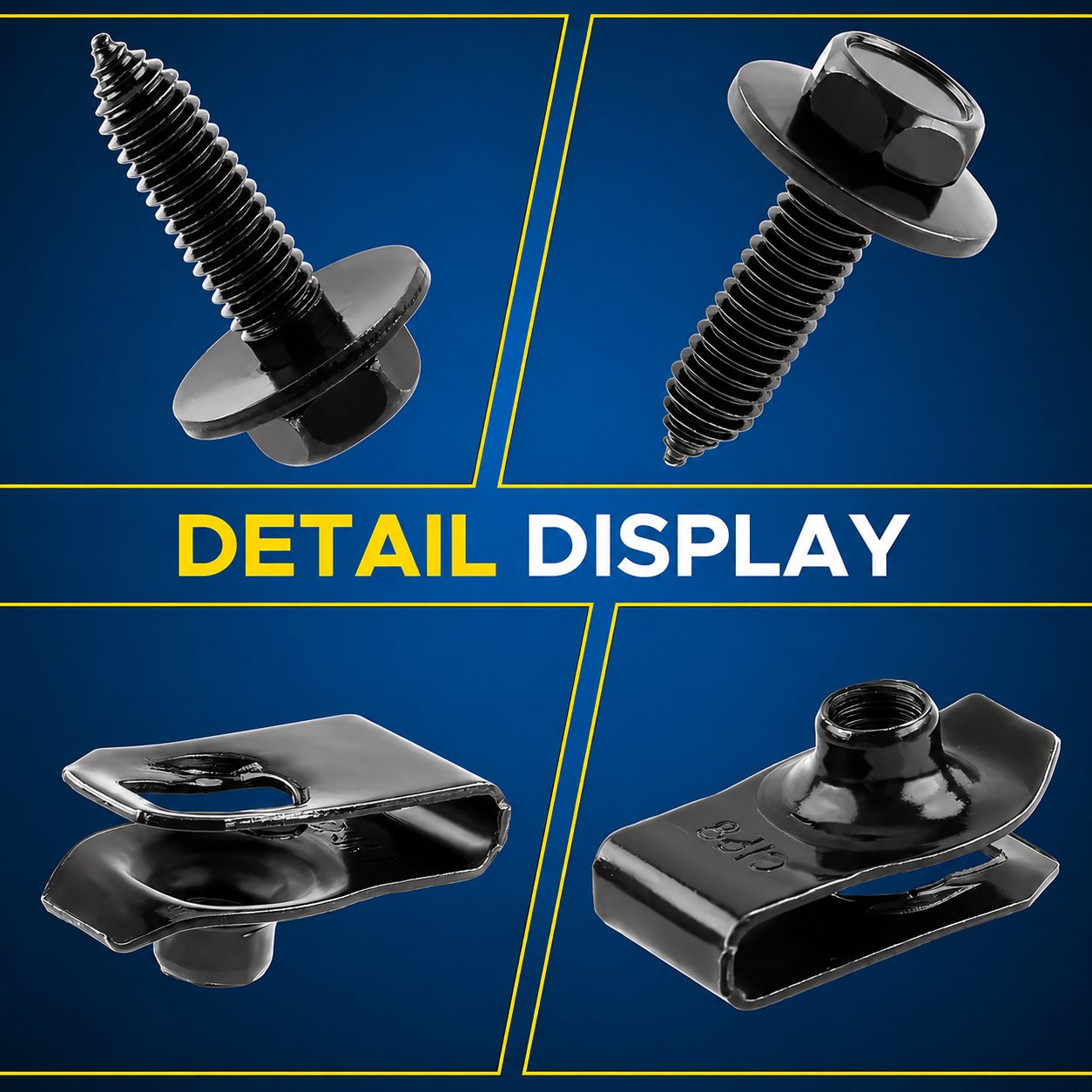 ⚙️ 50PCS 1/4'' Body Bolts & U-Nut Clips Kit, Universal Automotive Fender Bumper Splash Shield Fastener Retainer Set