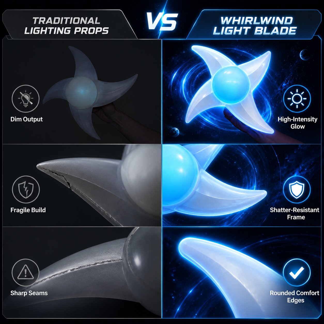 🌀 Glowing Whirlwind Light Blade - Rotating Fidget Toy ✨