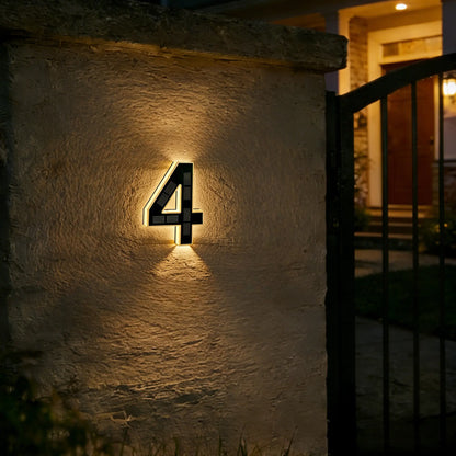 ISUNMEA 9 Inch Solar Lighted House Numbers for Outside, Light Up Waterproof LED Address Numbers Signs