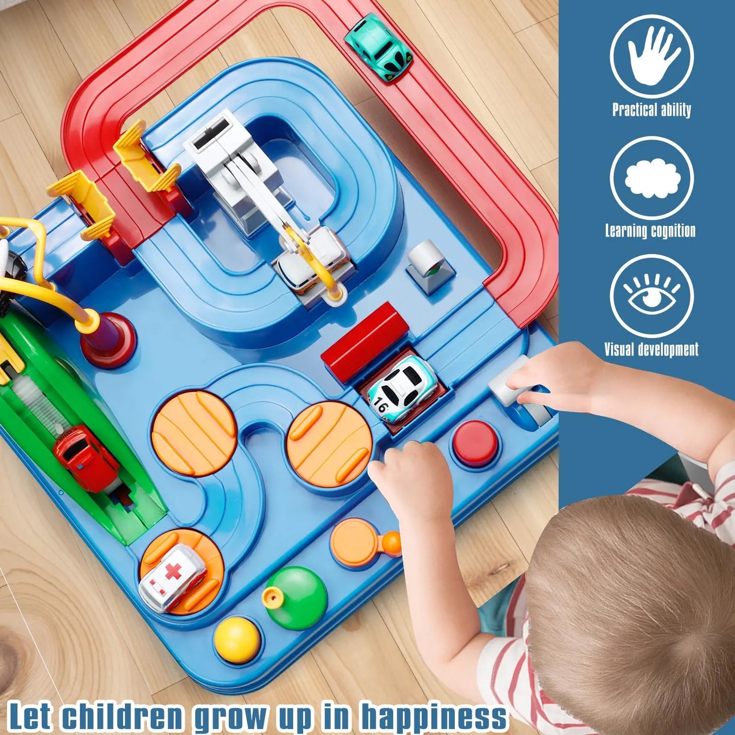 Kids Race Track Adventure Toy with 5 Mini Cars