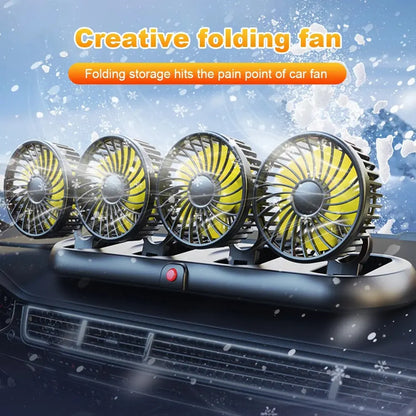 🚗Portable 4-Head Car Cooling Fan - 3-Speed Adjustable