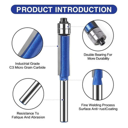 🔩Professional 4-Piece Double Bearing Flush Trim Router Bit Set