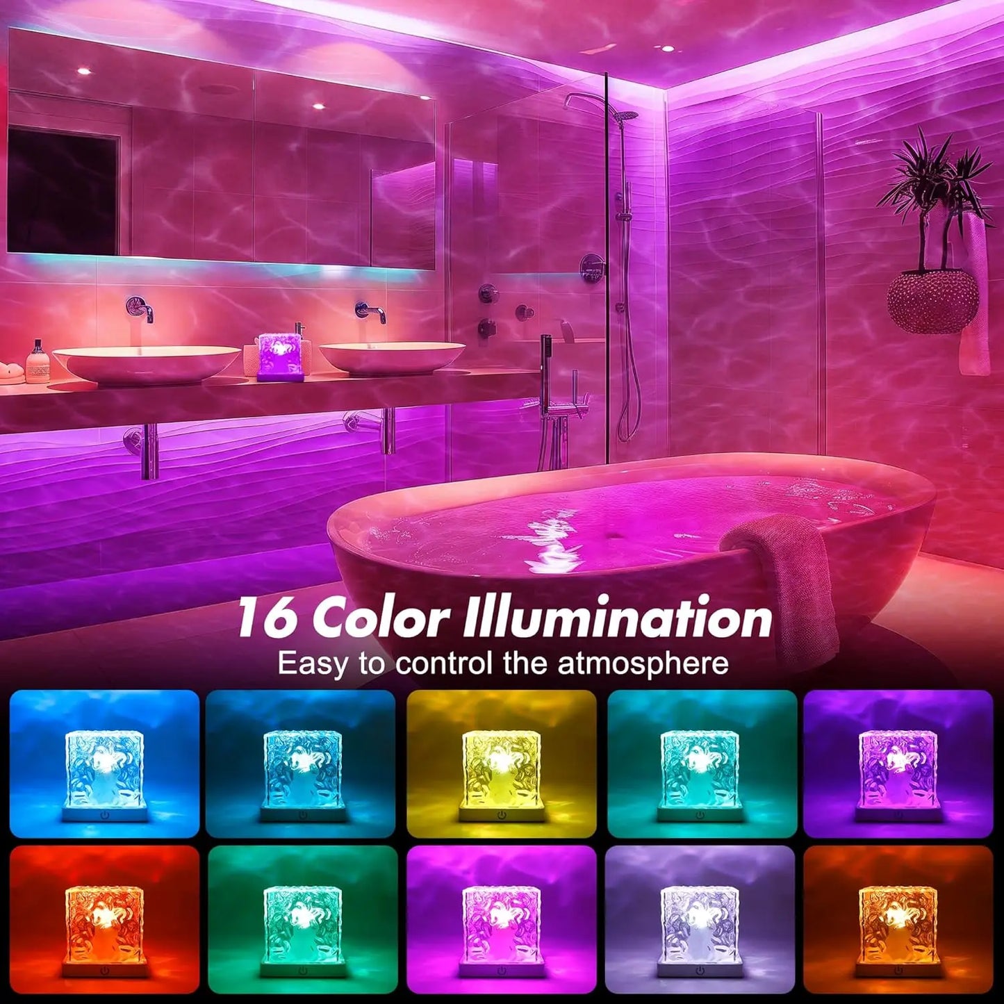 🔥 RGB Water Ripple Cube Lamp – Remote-Controlled Ocean Wave Ambient Light