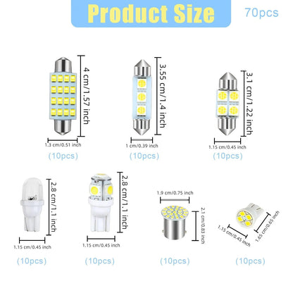 💡70 & 42 Pcs Interior Car Light Kit