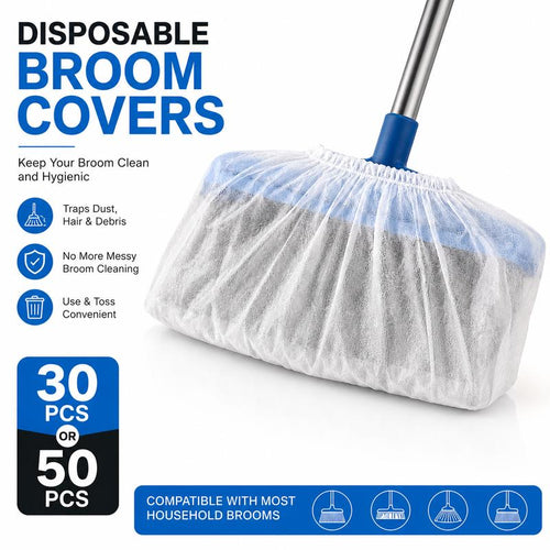 Disposable Broom Dust Covers, Non-Woven Dust Catcher for Standard Brooms