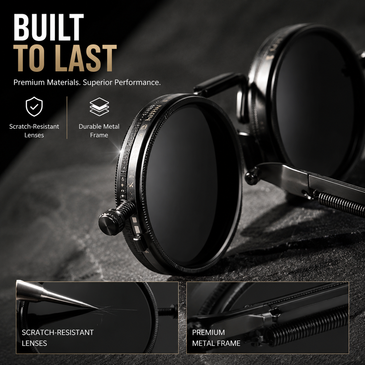 Hand-adjustable ND9-grade UV-blocking polarized sunglasses