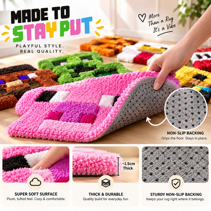🎮 12-Piece Interlocking Pixel Tufted Rug Set – Build Your Own Gamer Room Floor