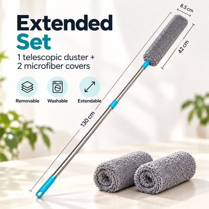 🧹✨ 2026 Upgraded Extendable Microfiber Gap Duster 🏡💨 | Clean Under Beds, Sofas & Appliances 🛋️🛏️ | 130CM Telescopic Handle 🔥 Washable & Reusable Dust Cleaner 💦