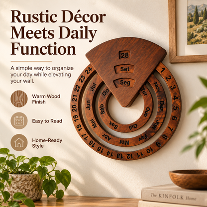 🗓️ Wooden Perpetual Wall Calendar – Set the Date, Enjoy It Year After Year