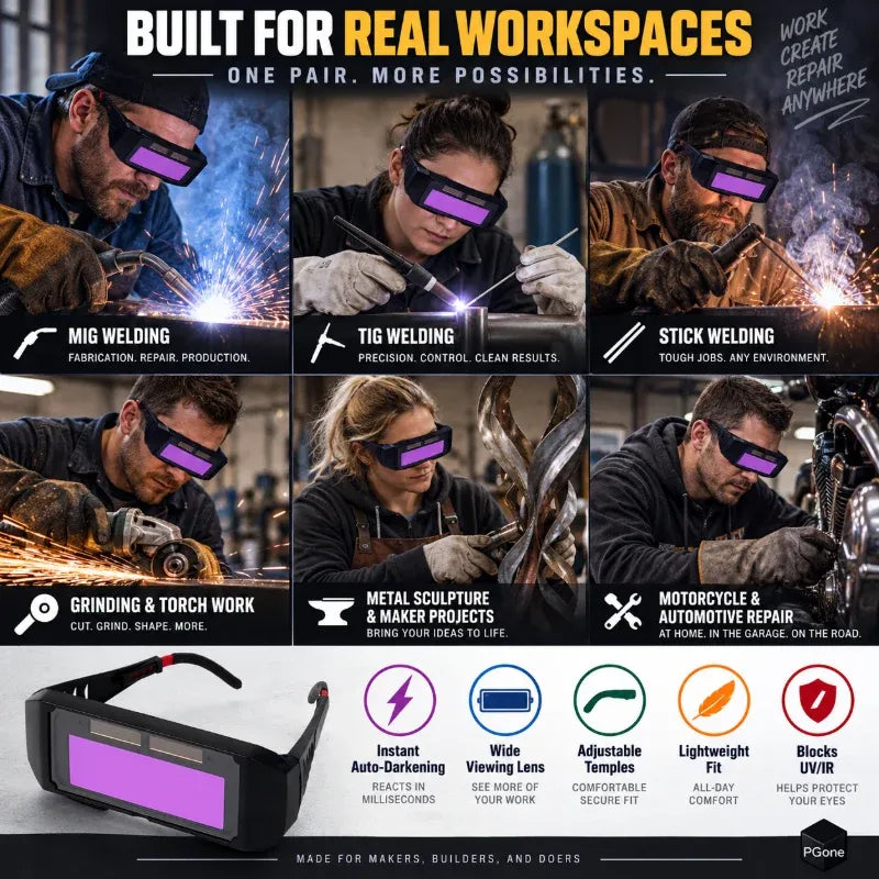 Auto-Darkening Anti-Glare Welding Glasses