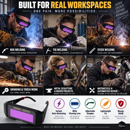 Auto-Darkening Anti-Glare Welding Glasses