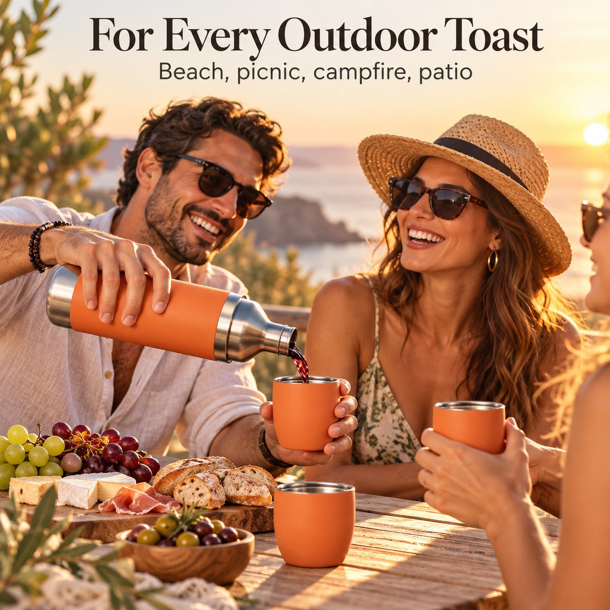 🍷✨All-in-One Insulated Wine Flask & 2 Magnetic Tumblers – 750ml Portable Set
