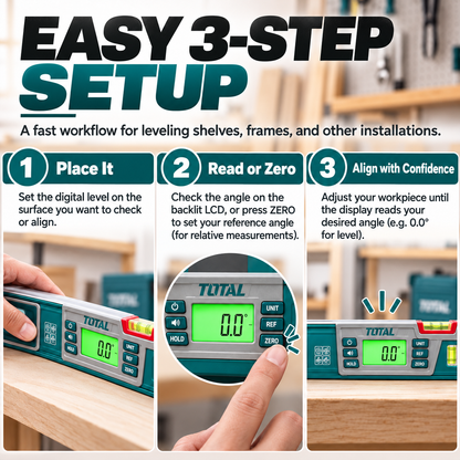 Digital Angle Level with Backlit LCD – Electronic Spirit Level for DIY & Home Renovation