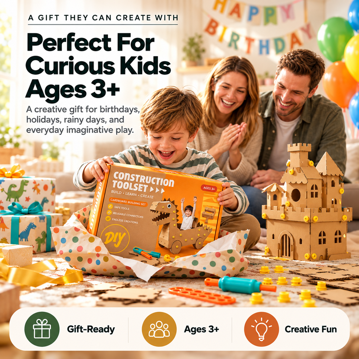🛠️🌈 Kids Cardboard DIY Building Kit