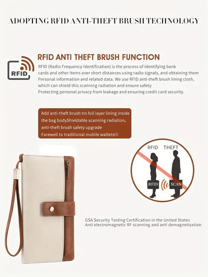🔥Last Day 49% OFF-Women's long wallet, stylish clutch, elegant solid color RFID blocking wallet