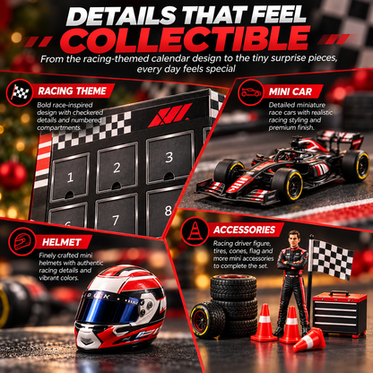 🏎️🏁 25-Day Racing Advent Calendar 2026 🎄🎁 F1-Inspired Mini Race Car & Driver Collectibles 🏆🔥 Christmas Countdown Surprise Box 🎅✨ Perfect Gift for Racing Fans 🎁