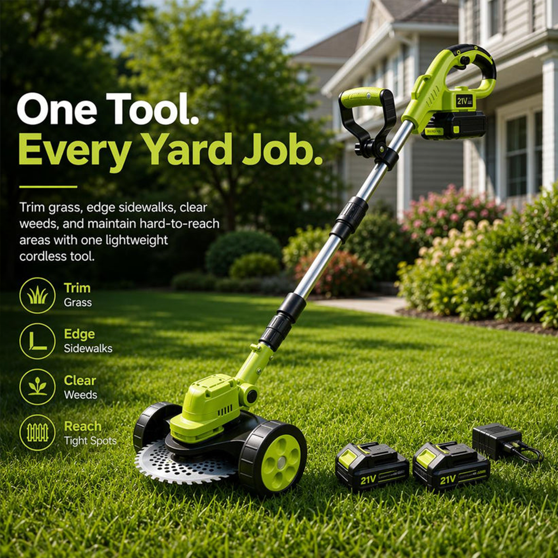 🌿21V Cordless 3-in-1 Grass Trimmer, Edger & Mini Mower