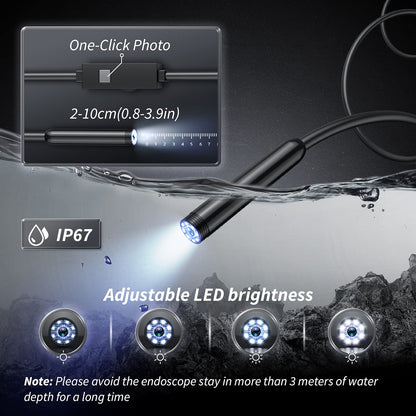 1920×1440 HD Smartphone Endoscope Camera with 16.4FT Semi-Rigid Cable