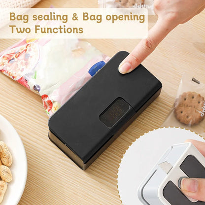 Rechargeable 2-in-1 Mini Bag Sealer & Cutter|Seal Freshness. Cut Waste. Save Every Bite.