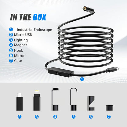 1920×1440 HD Smartphone Endoscope Camera with 16.4FT Semi-Rigid Cable