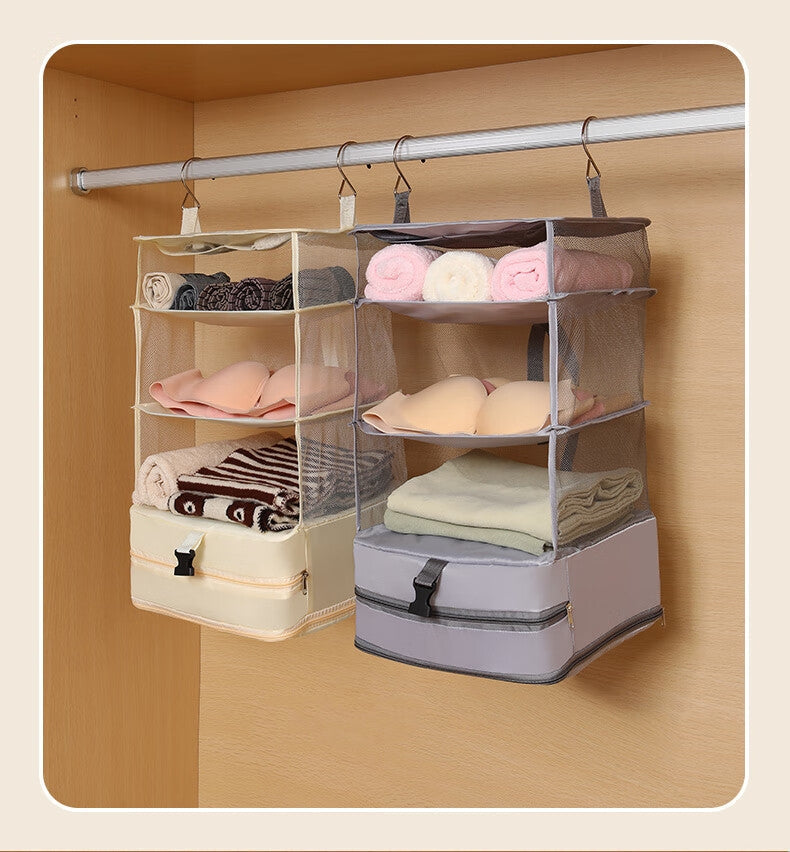 Collapsible 4-Tier Hanging Travel Storage Organizer | Your Portable Closet for Home & Trips