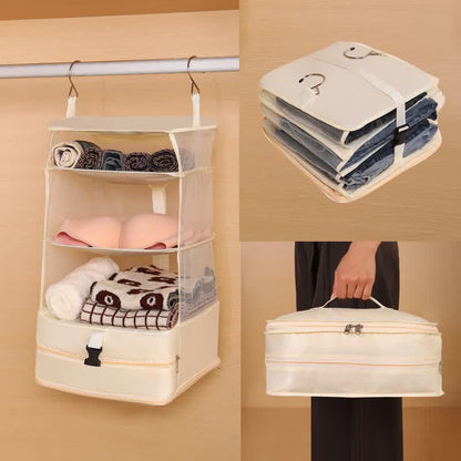 Collapsible 4-Tier Hanging Travel Storage Organizer | Your Portable Closet for Home & Trips