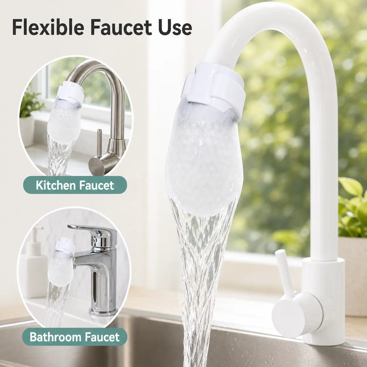 [Fits Faucets < 1"]cotton filter bags disposable Cotton Faucet Filter Bags with 5 fastening straps, Splash-Reducing Tap Water Sediment Filter Sock with Elastic Cuff for Kitchen & Bathroom Faucets